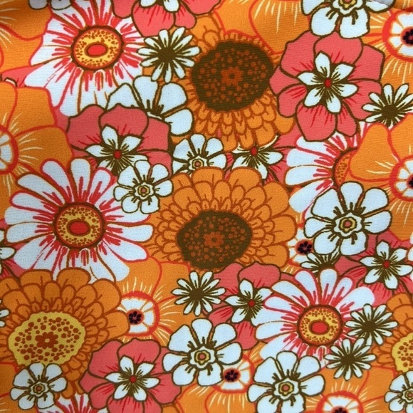 NWT Nasty Gal Floral One Piece Swimsuit 24 Orange Floral Daisy High Cut Plus Sz - Picture 5 of 11